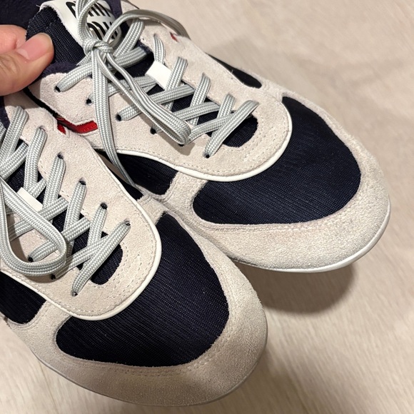 Miu Miu Navy and Cream Sneakers with Red Accent - Picture 2 of 6